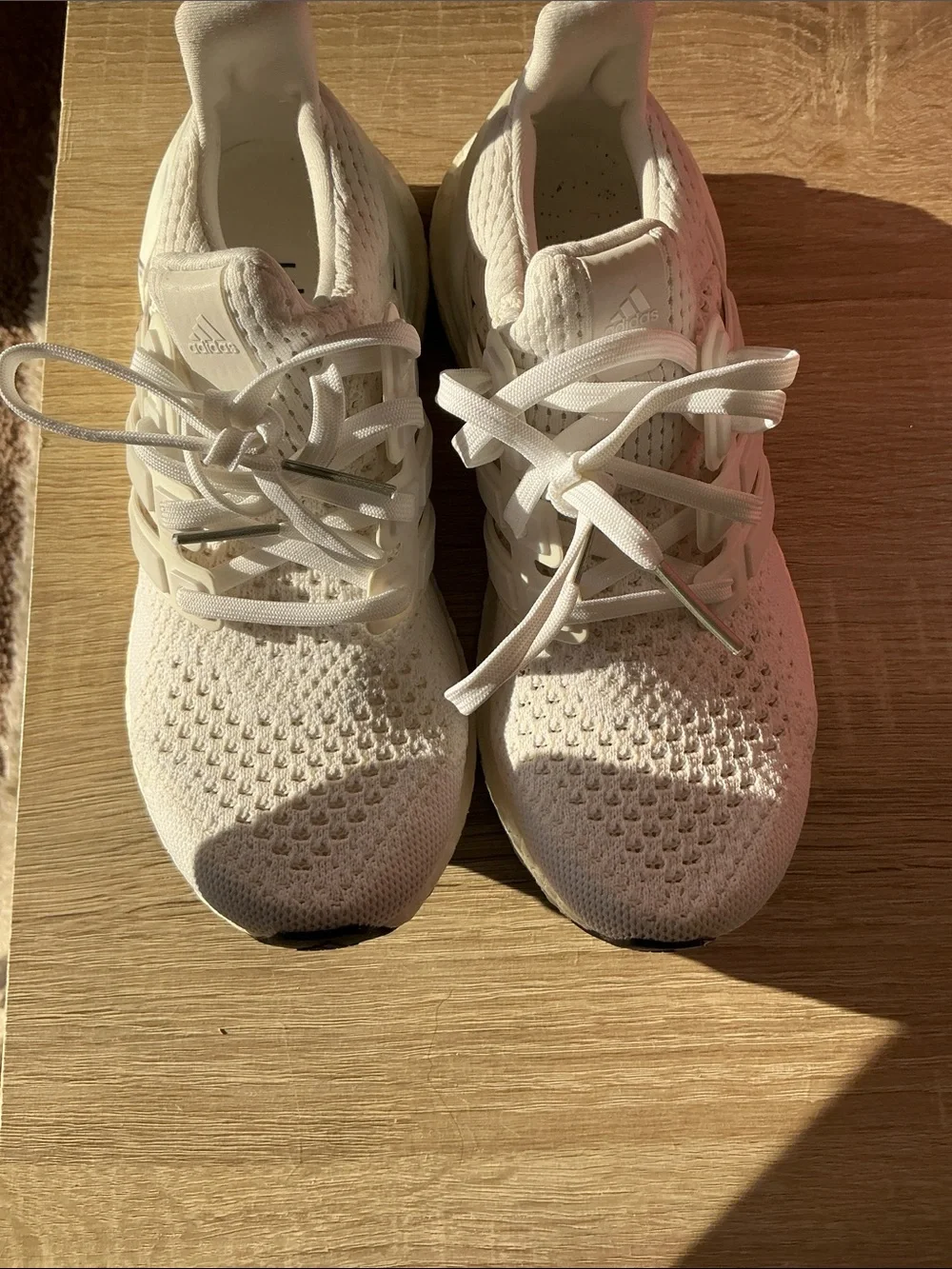 adidas White Ultra Boost Knit Sneakers